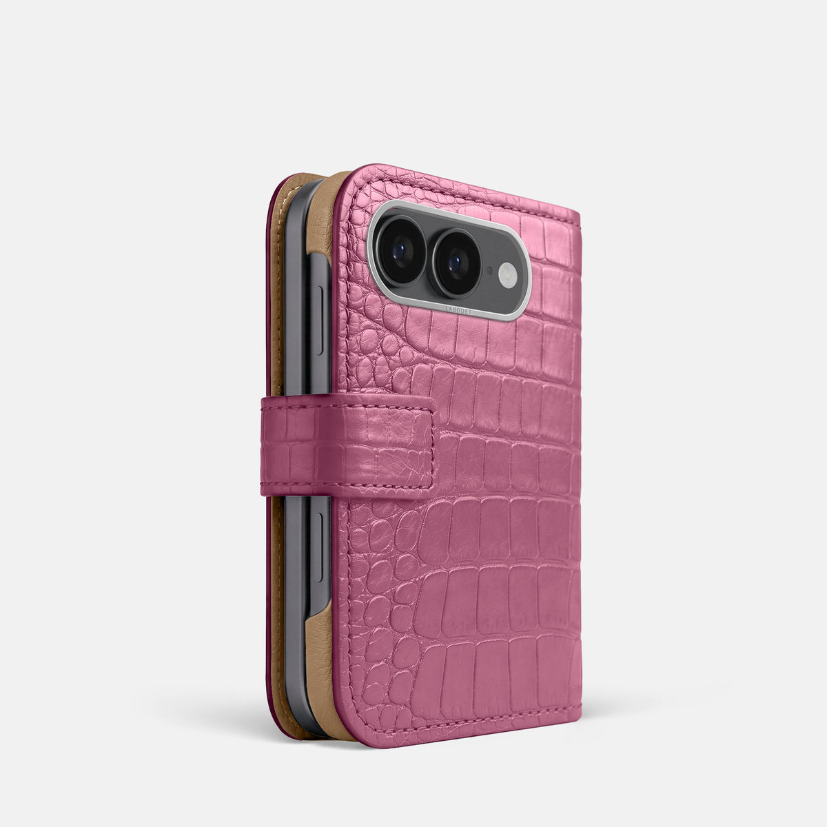 Folio Case For iPhone Ultra In Alligator -1 | Pink-Lagoon-Steel