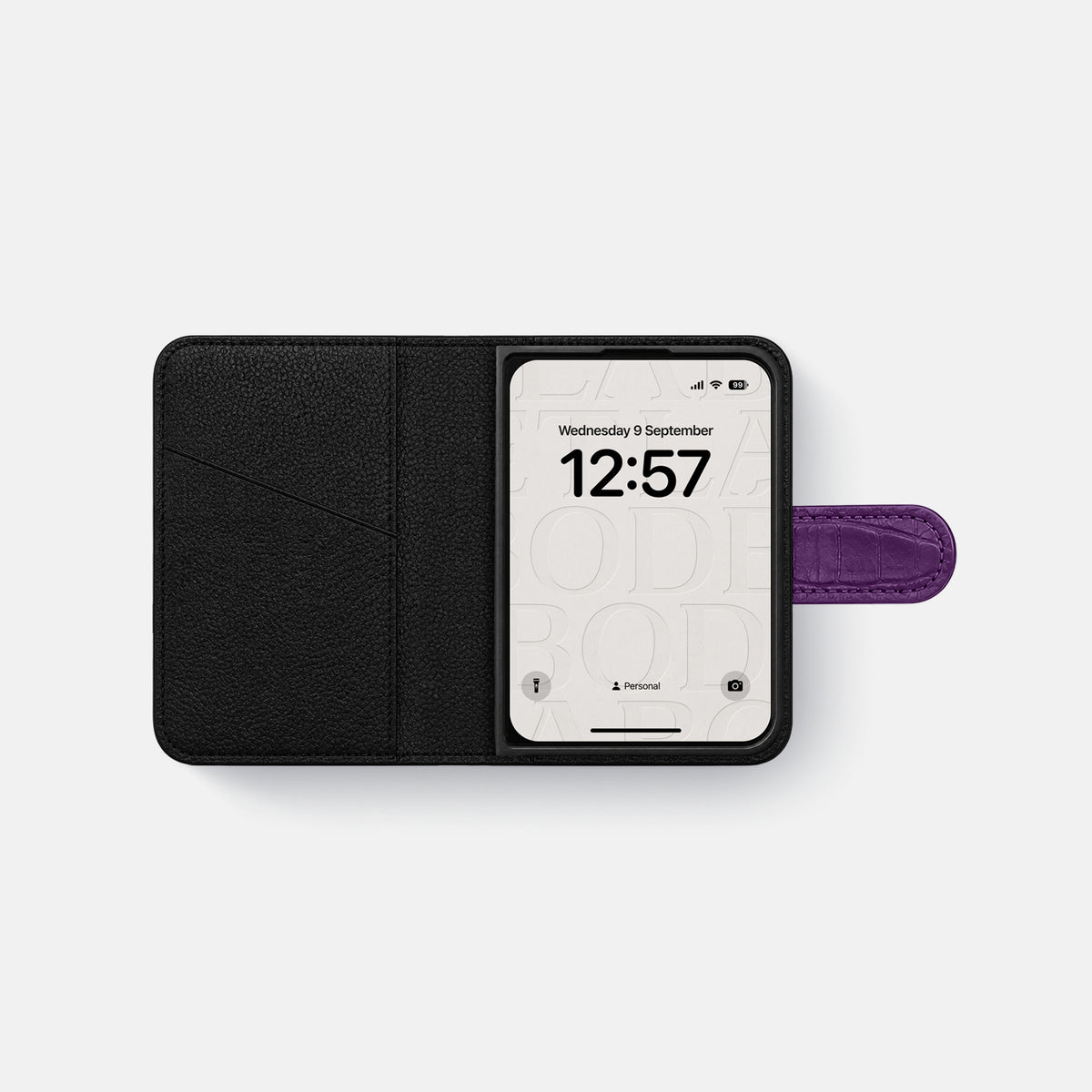 Folio Case For iPhone Ultra In Alligator -4 | Purple-Black