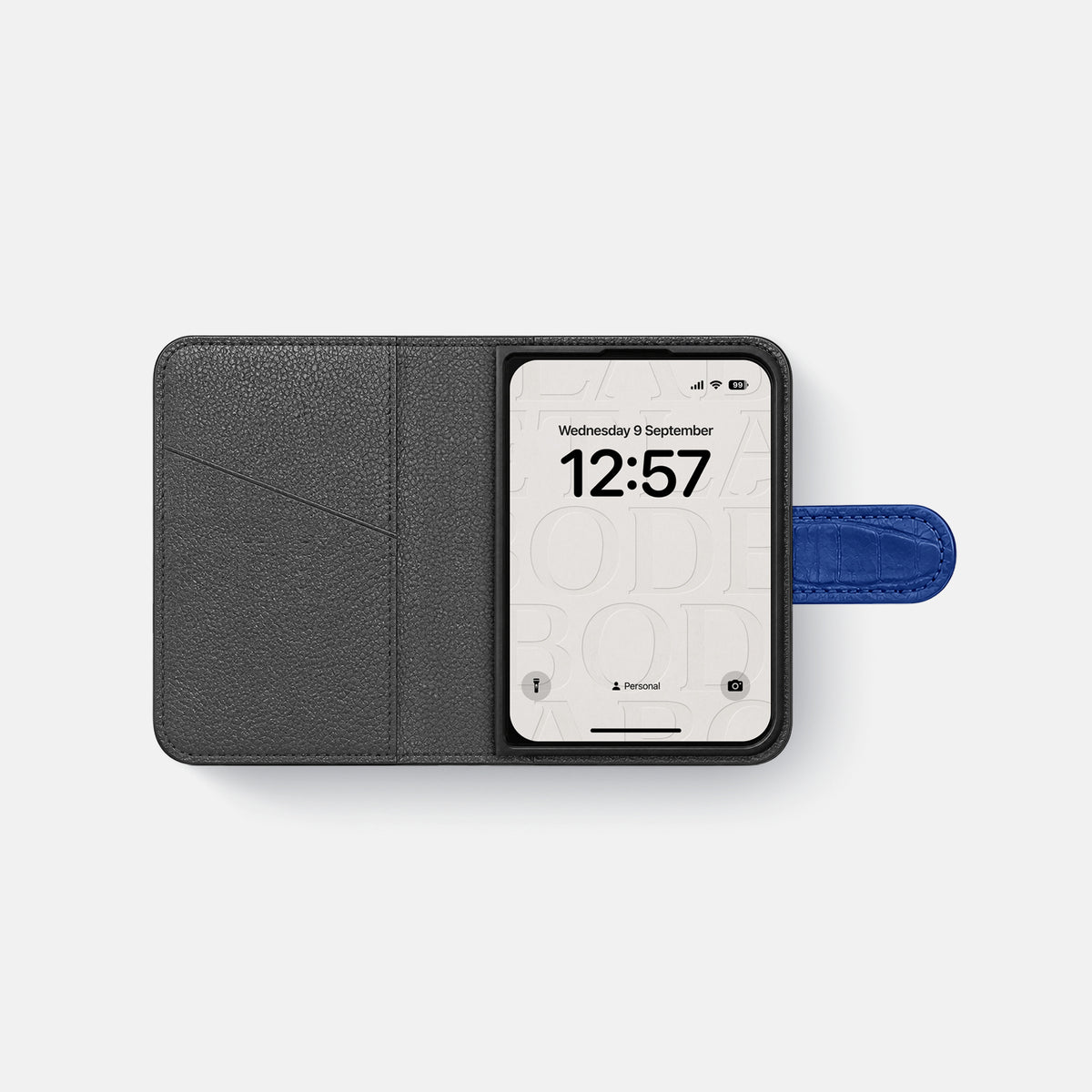 Folio Case For iPhone Ultra In Alligator -4 | Royal-Blue-Steel