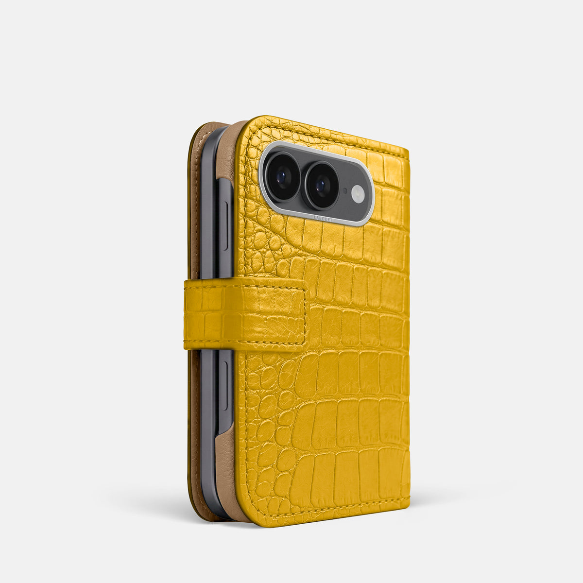 Folio Case For iPhone Ultra In Alligator -1 | Yellow-Steel
