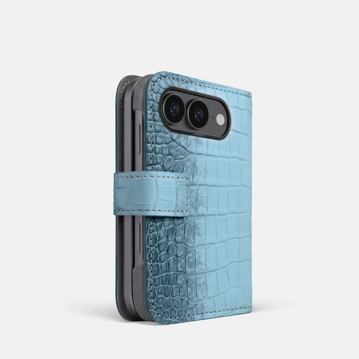 Folio Case For iPhone Ultra In Himalayan Crocodile -1 | Ice-Blue-Black