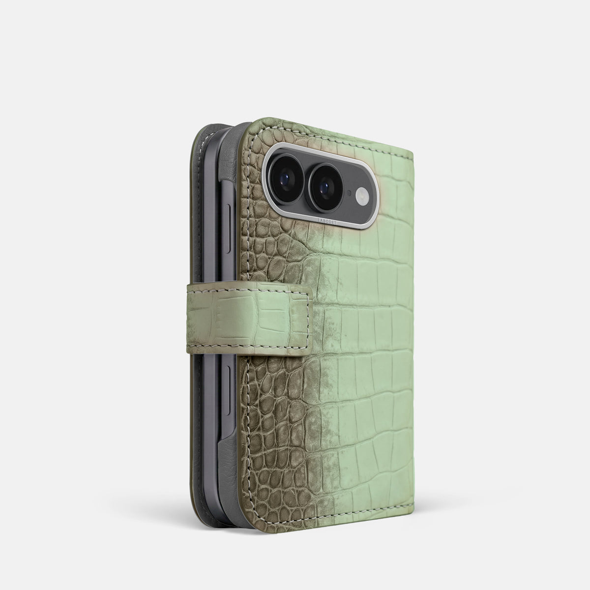 Folio Case For iPhone Ultra In Himalayan Crocodile -1 | Pistachio-Steel