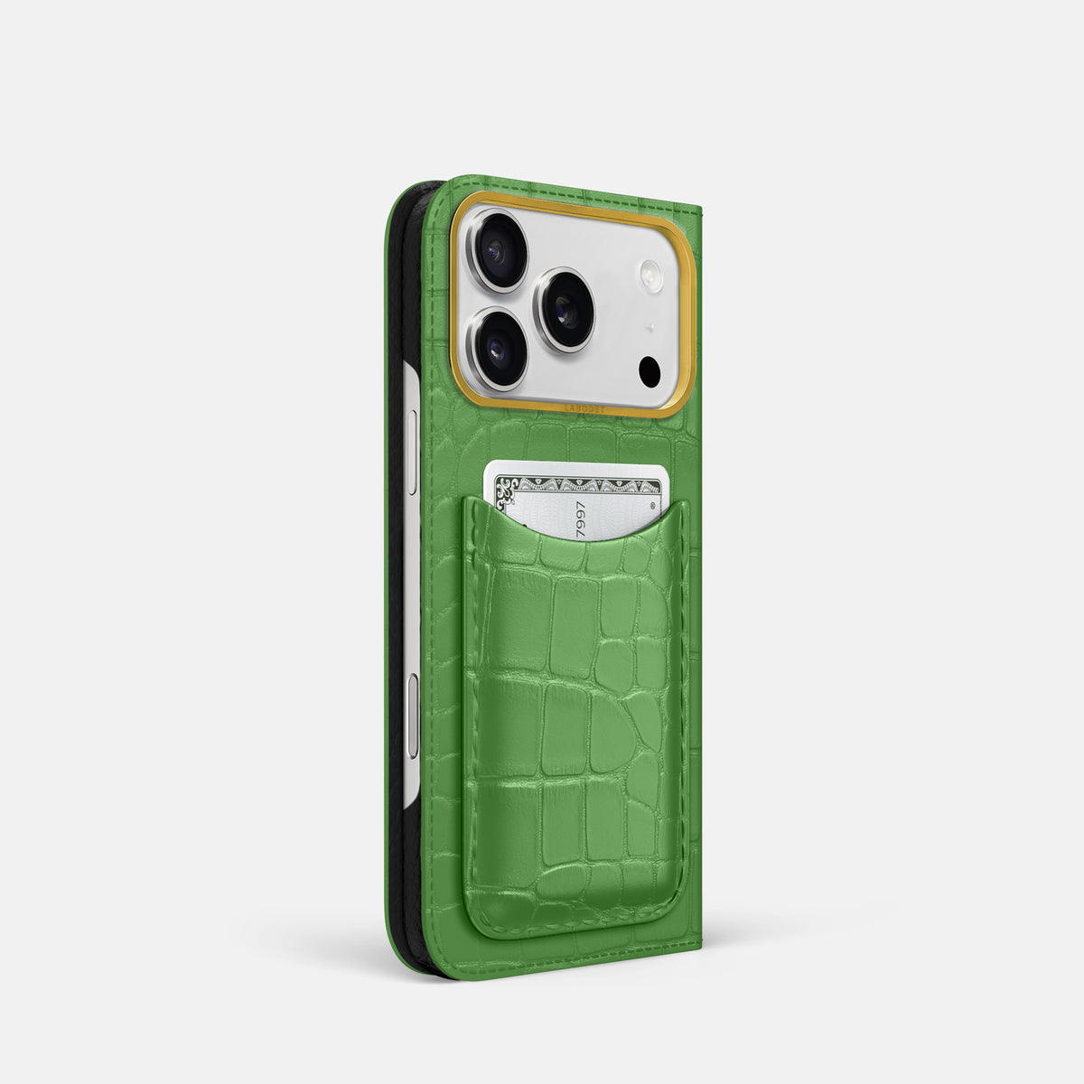 Folio Case with Card For iPhone 17 Pro In Alligator -1 | Apple-Green-Gold