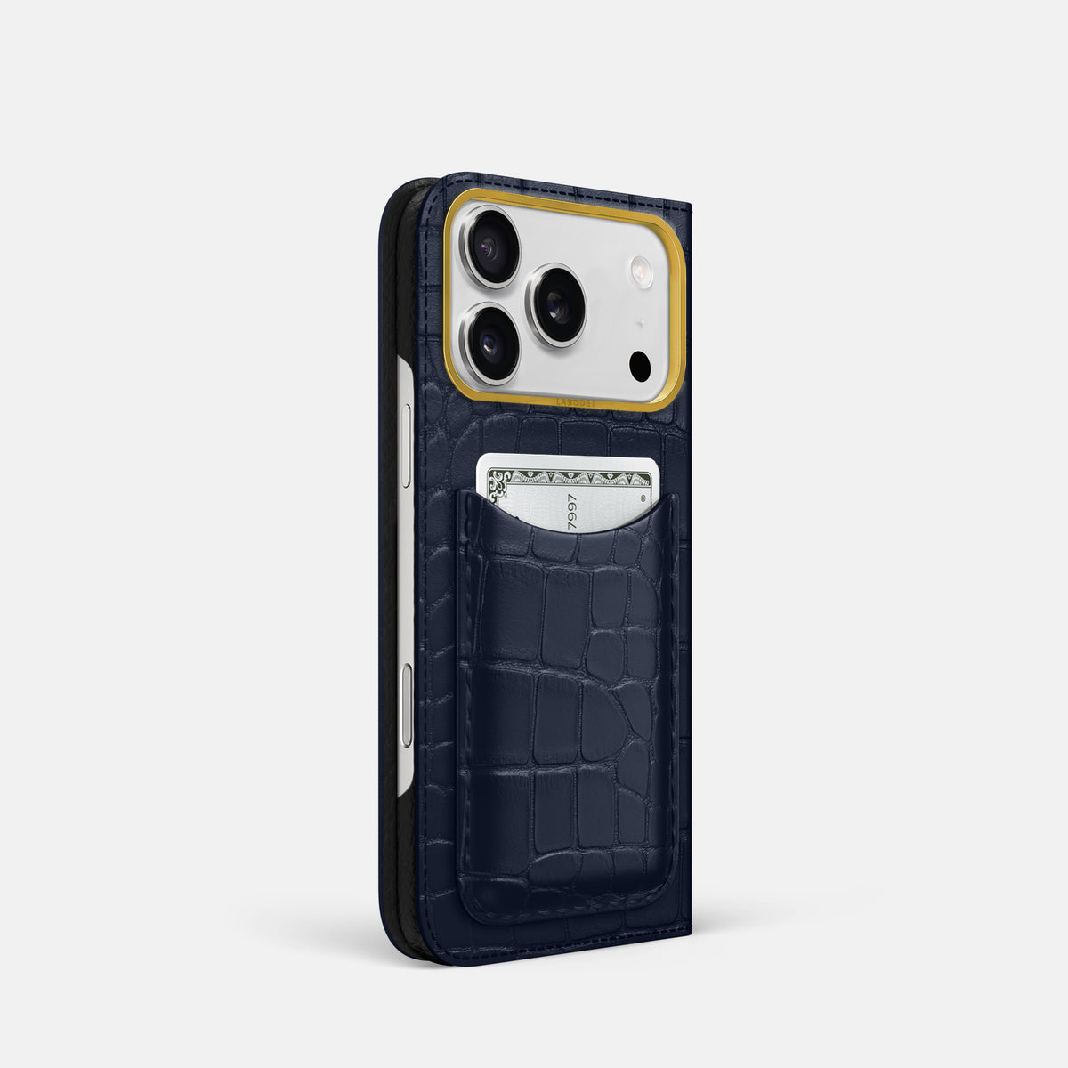 Folio Case with Card For iPhone 17 Pro In Alligator -1 | Navy-Blue-Gold