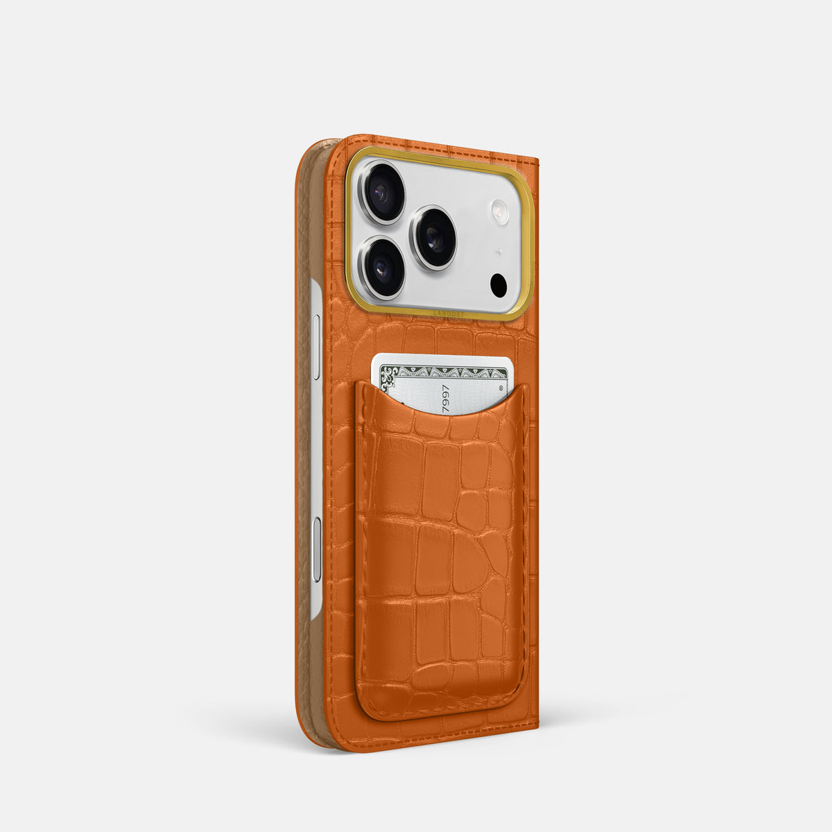 Folio Case with Card For iPhone 17 Pro In Alligator -1 | Orange-Gold