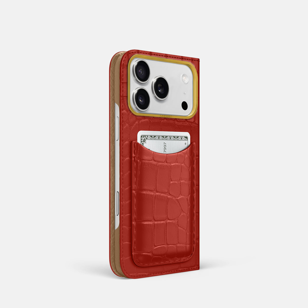 Folio Case with Card For iPhone 17 Pro In Alligator -1 | Red-Gold