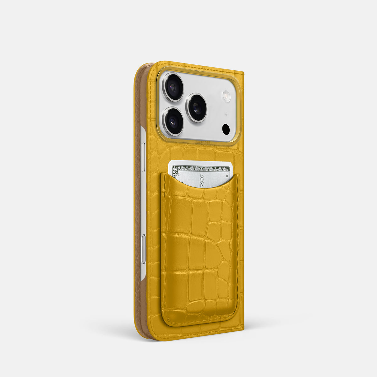 Folio Case with Card For iPhone 17 Pro In Alligator -1 | Yellow-Gold