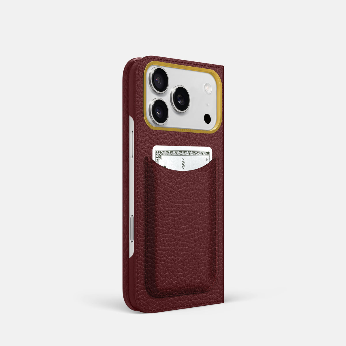 Folio Case with Card For iPhone 17 Pro In Calf -1 | Bordeaux-Gold