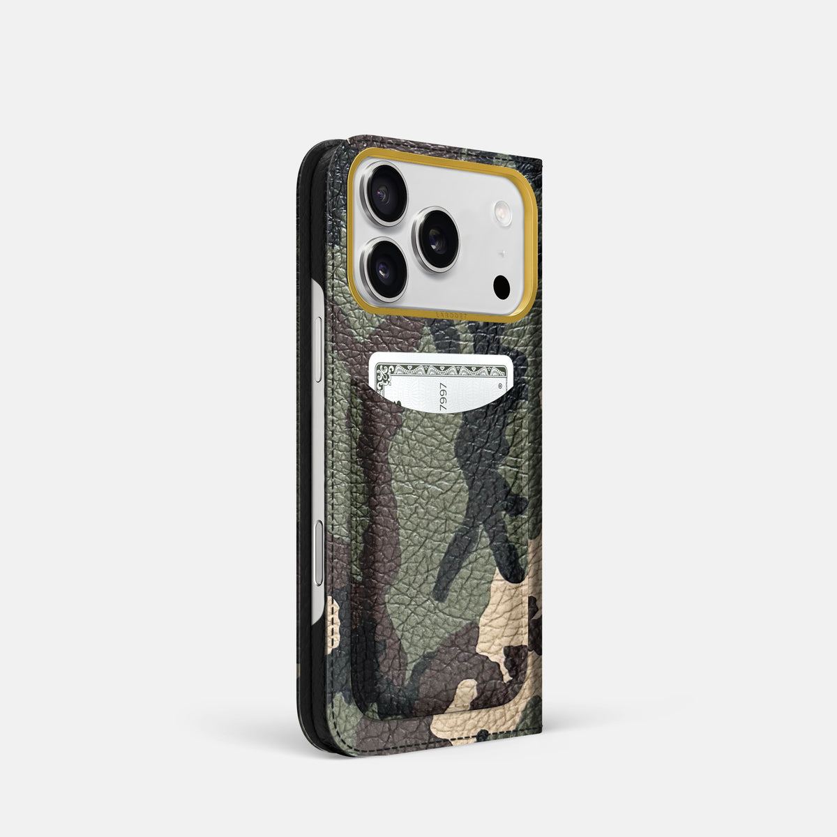 Folio Case with Card For iPhone 17 Pro In Calf -1 | Camouflage-Gold
