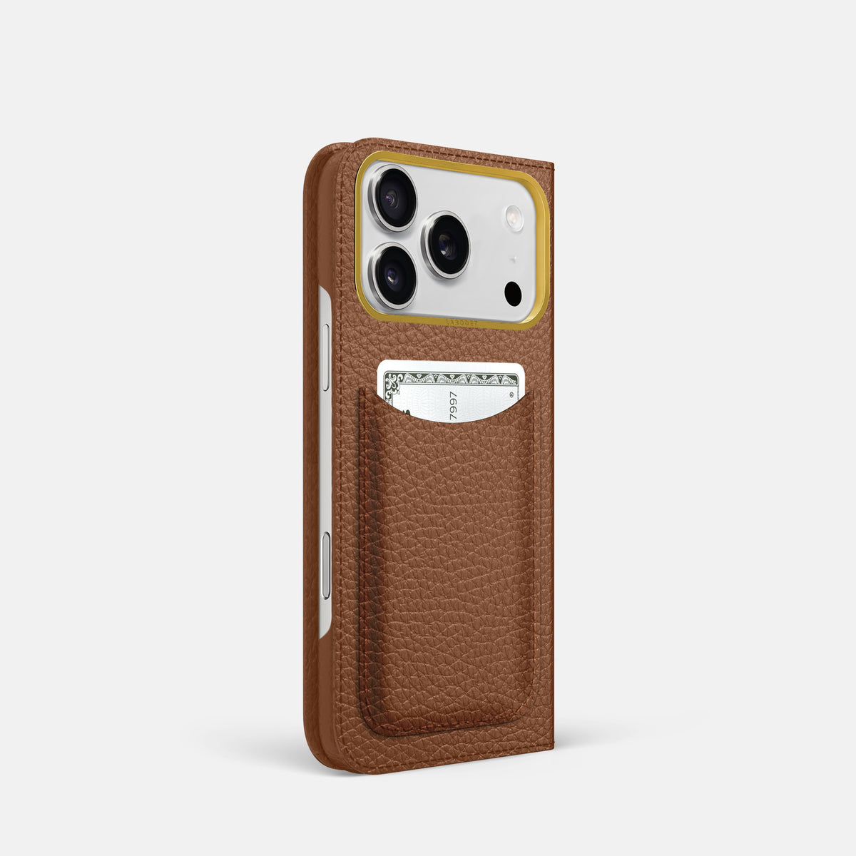 Folio Case with Card For iPhone 17 Pro In Calf -1 | Caramel-Gold