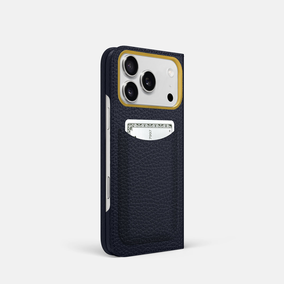 Folio Case with Card For iPhone 17 Pro In Calf -1 | Marine-Gold