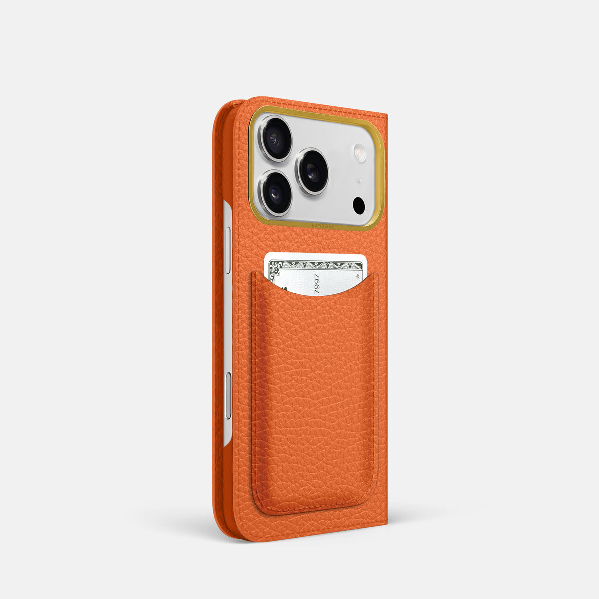 Folio Case with Card For iPhone 17 Pro In Calf -1 | Orange-Gold