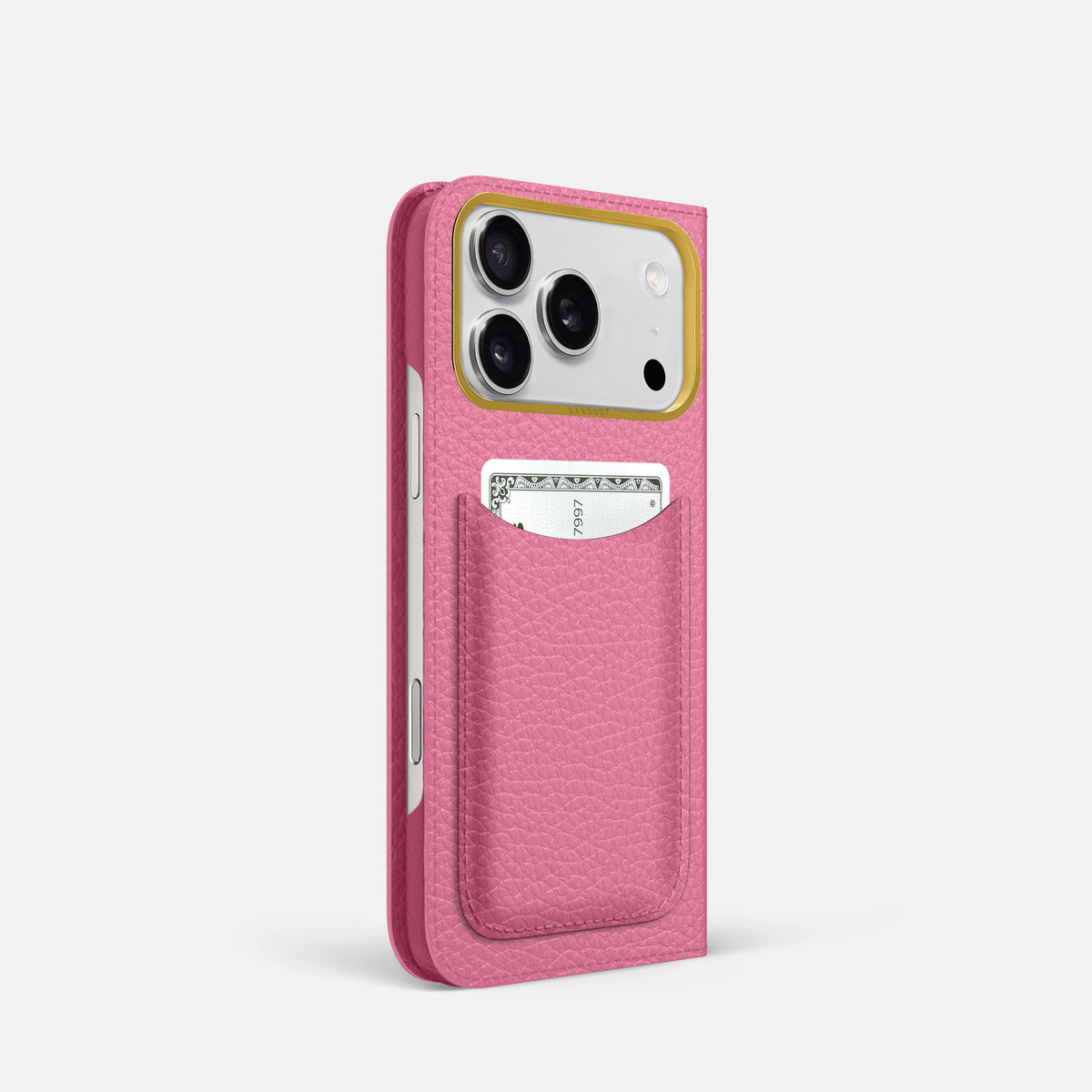 Folio Case with Card For iPhone 17 Pro In Calf -1 | Pink-Gold