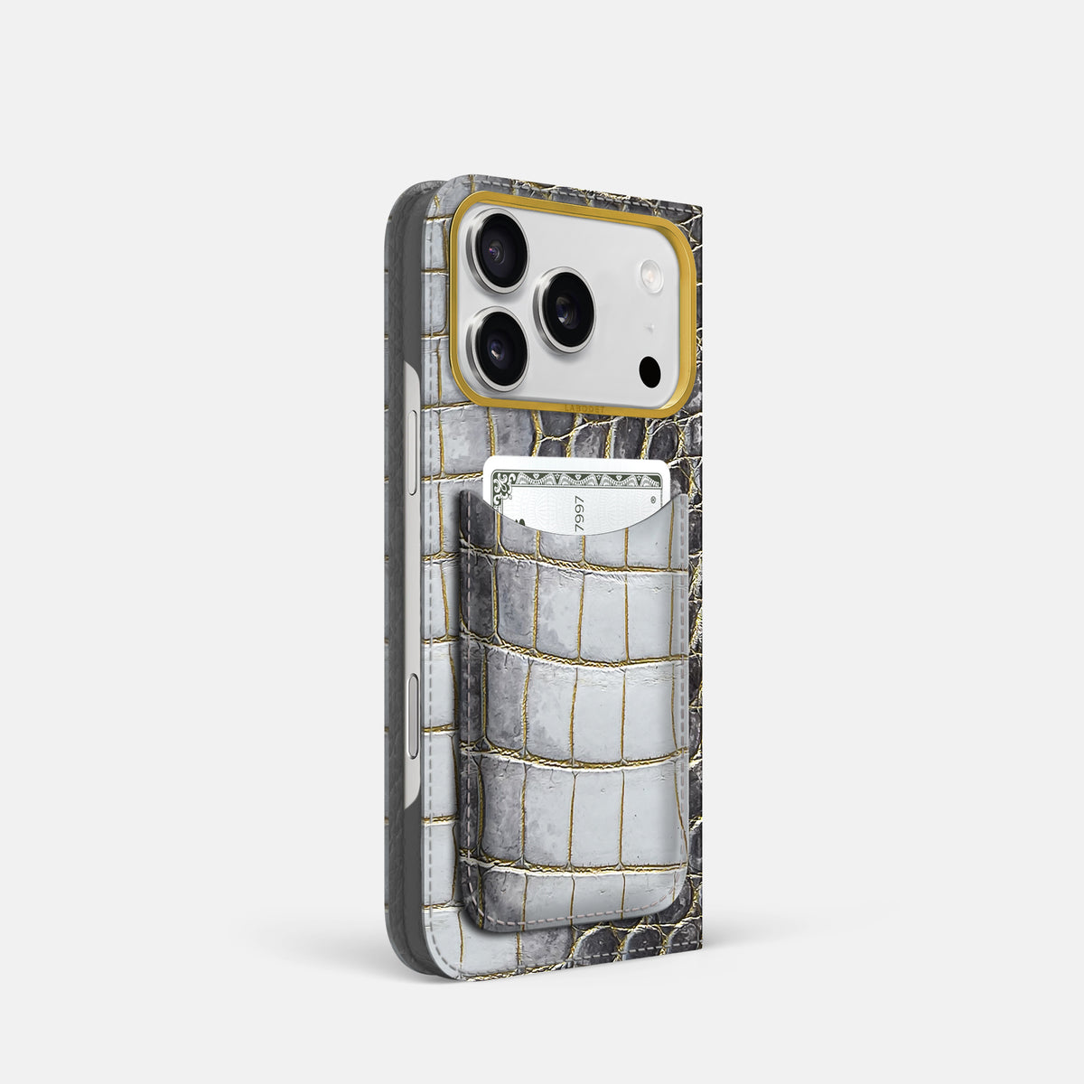Folio Case with Card For iPhone 17 Pro In Himalayan Crocodile -1 | Gold-Gold