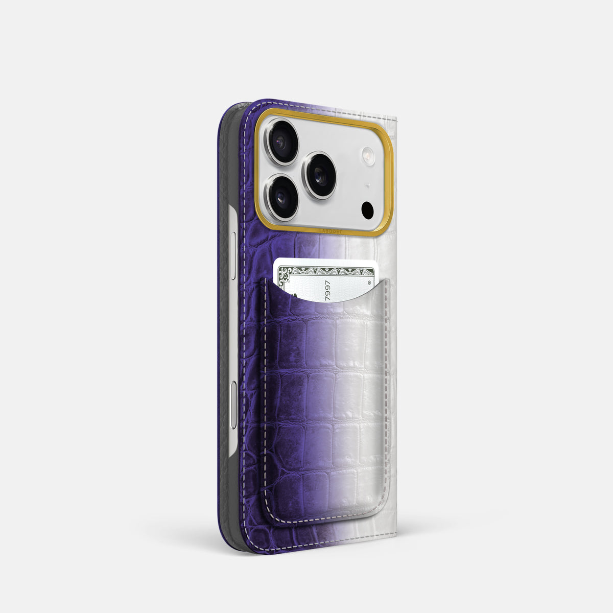 Folio Case with Card For iPhone 17 Pro In Himalayan Crocodile -1 | Purple-Gold