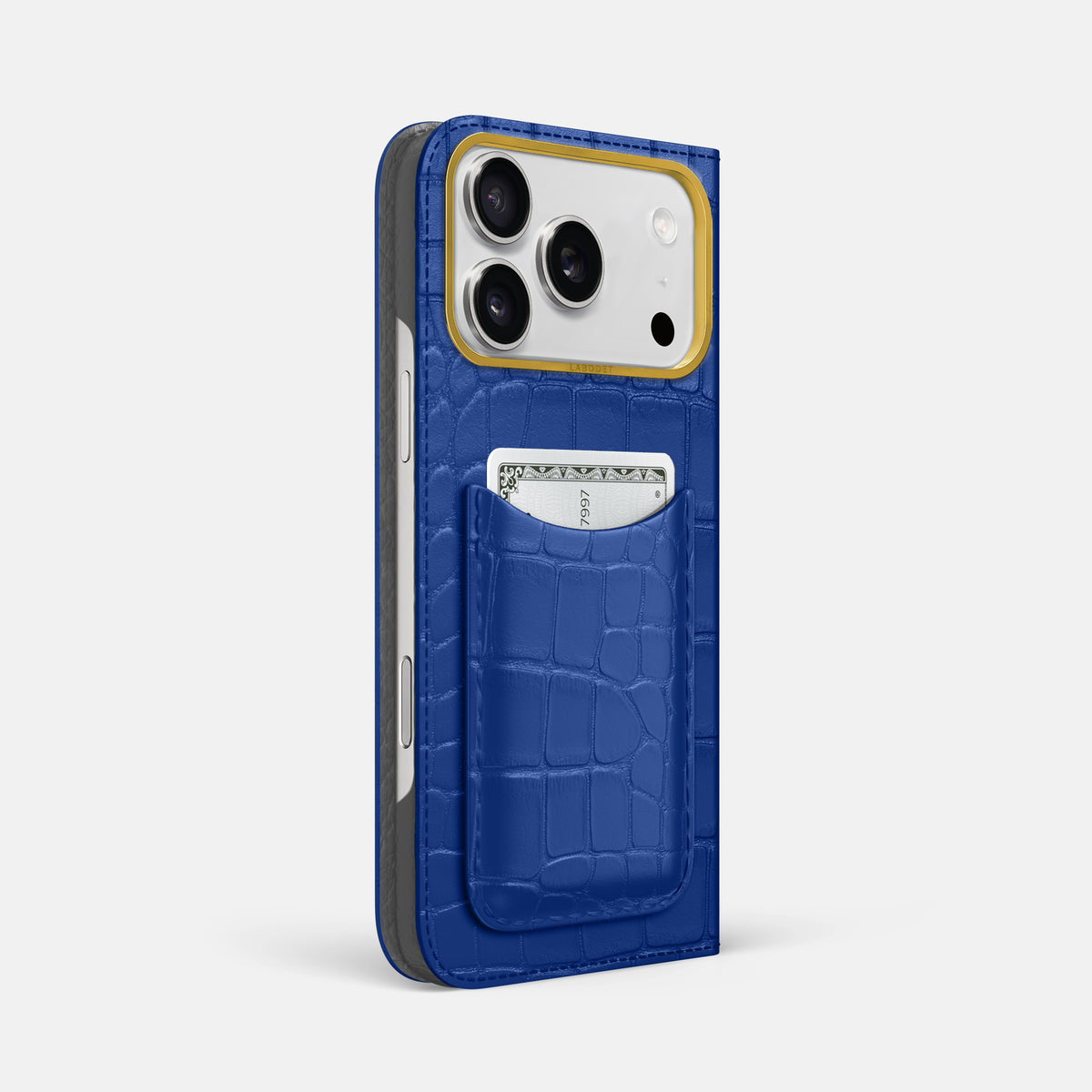 Folio Case with Card For iPhone 17 Pro Max In Alligator -1 | Royal-Blue-Gold