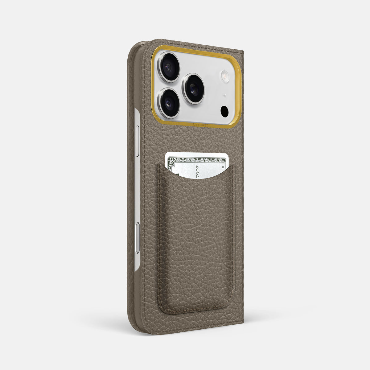Folio Case with Card For iPhone 17 Pro Max In Calf -1 | Taupe-Gold