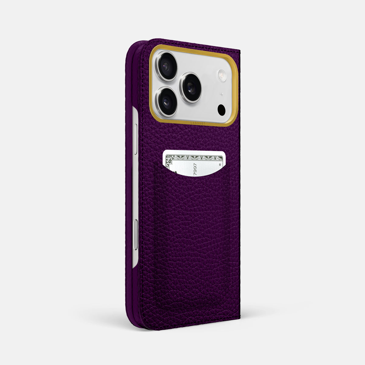 Folio Case with Card For iPhone 17 Pro Max In Calf -1 | Violet-Gold