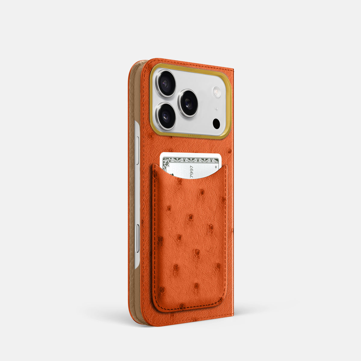 Folio Case with Card For iPhone 17 Pro In Ostrich -1 | Orange-Gold