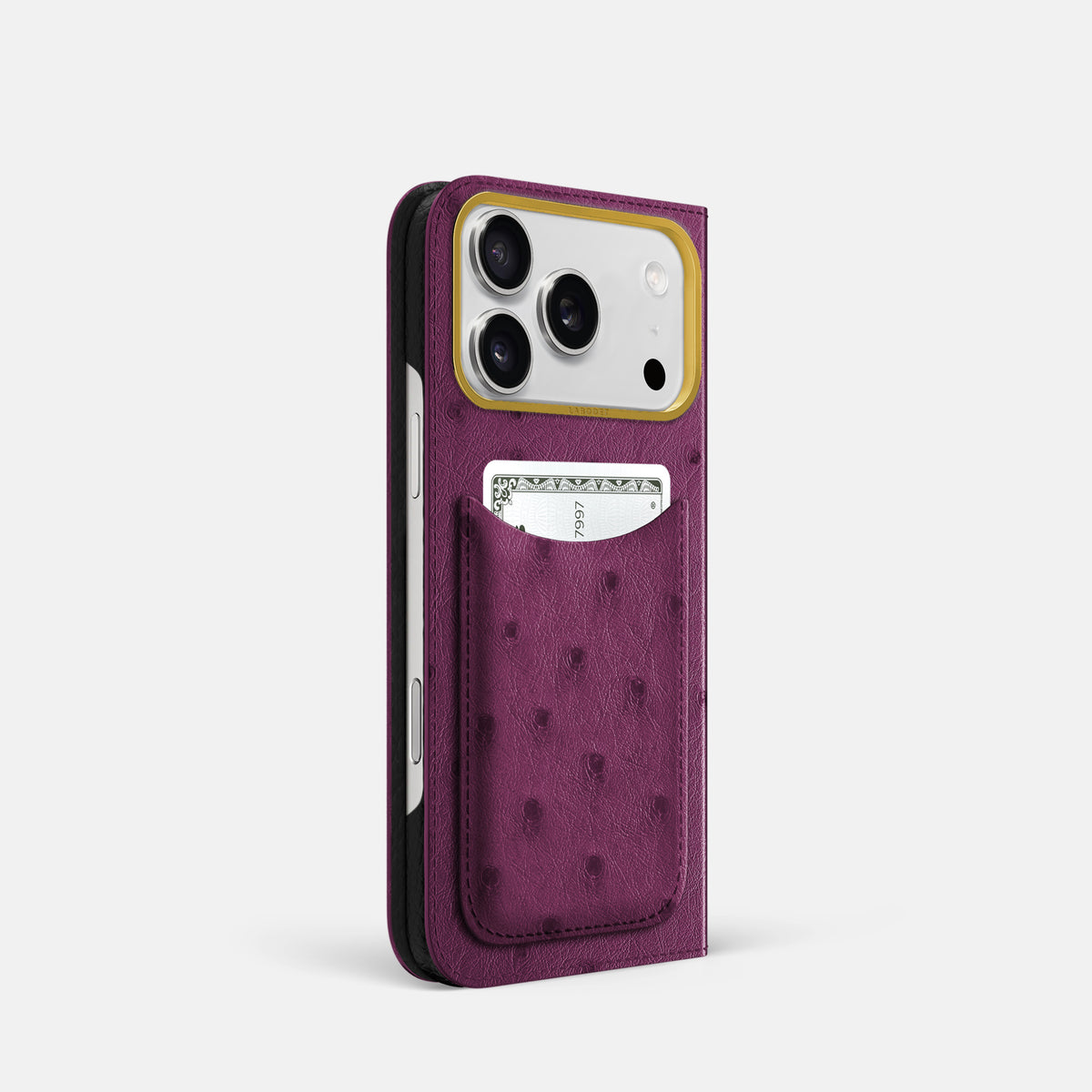 Folio Case with Card For iPhone 17 Pro In Ostrich -1 | Purple-Gold