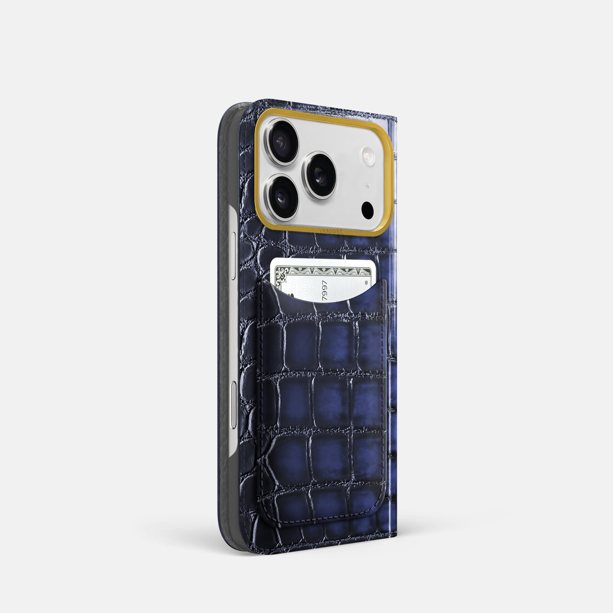 Folio Case with Card For iPhone 17 Pro In Patina Alligator -1 | Havana-Blue-Gold