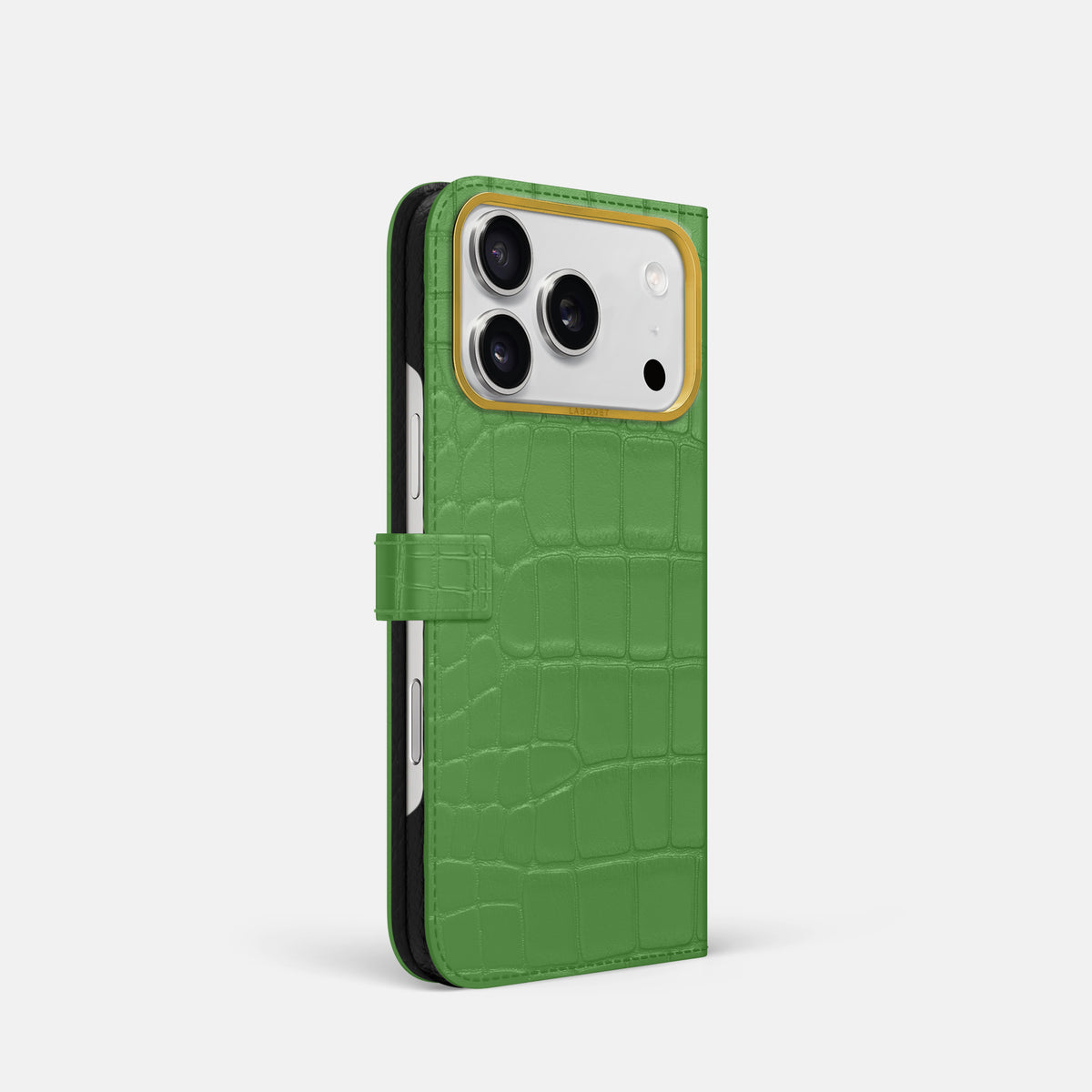 Folio Case with Clasp For iPhone 17 Pro In Alligator -1 | Apple-Green-Gold