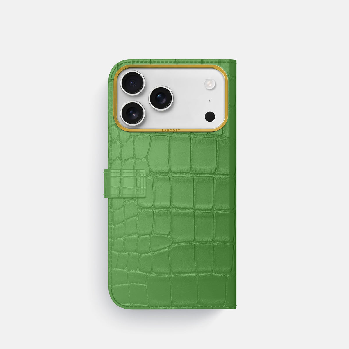 Folio Case with Clasp For iPhone 17 Pro In Alligator -3 | Apple-Green-Gold