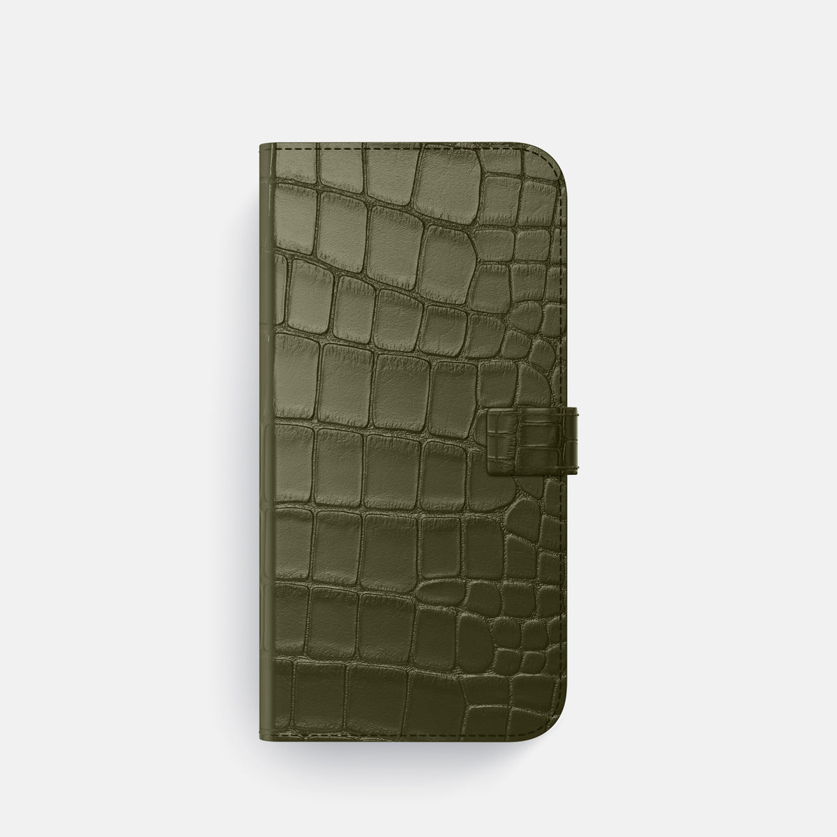 Folio Case with Clasp For iPhone 17 Pro In Alligator -4 | Kaki-Green-Gold
