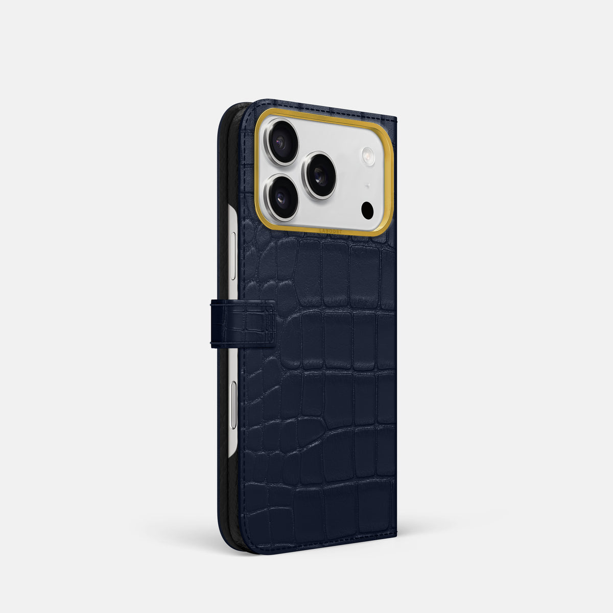 Folio Case with Clasp For iPhone 17 Pro In Alligator -1 | Navy-Blue-Gold