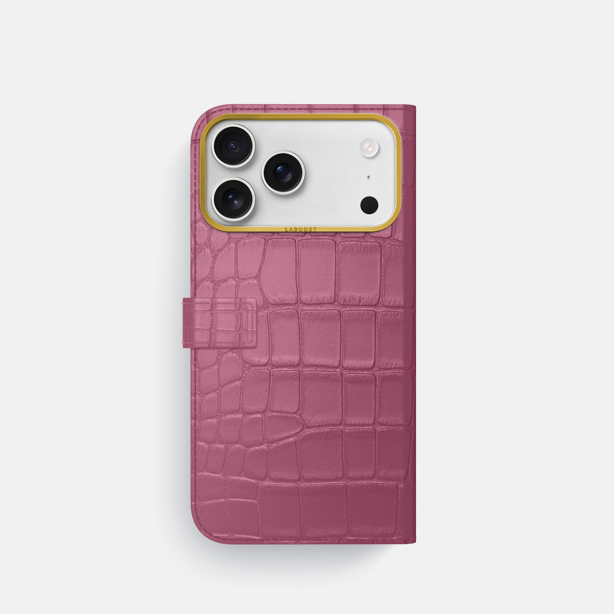 Folio Case with Clasp For iPhone 17 Pro In Alligator -3 | Pink-Lagoon-Gold