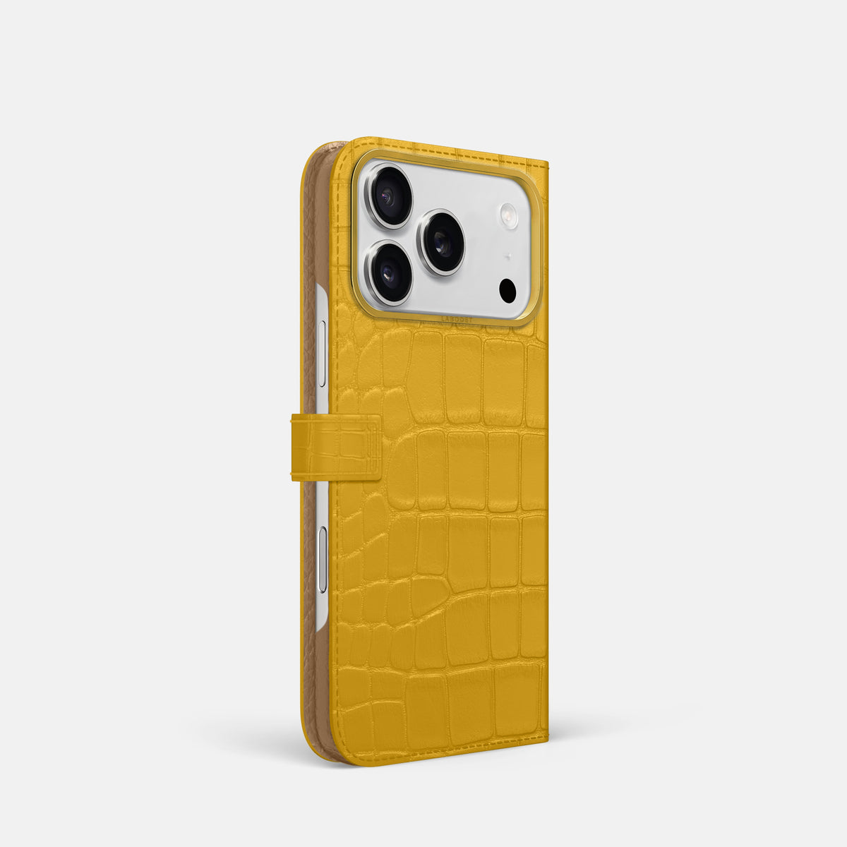 Folio Case with Clasp For iPhone 17 Pro In Alligator -1 | Yellow-Gold