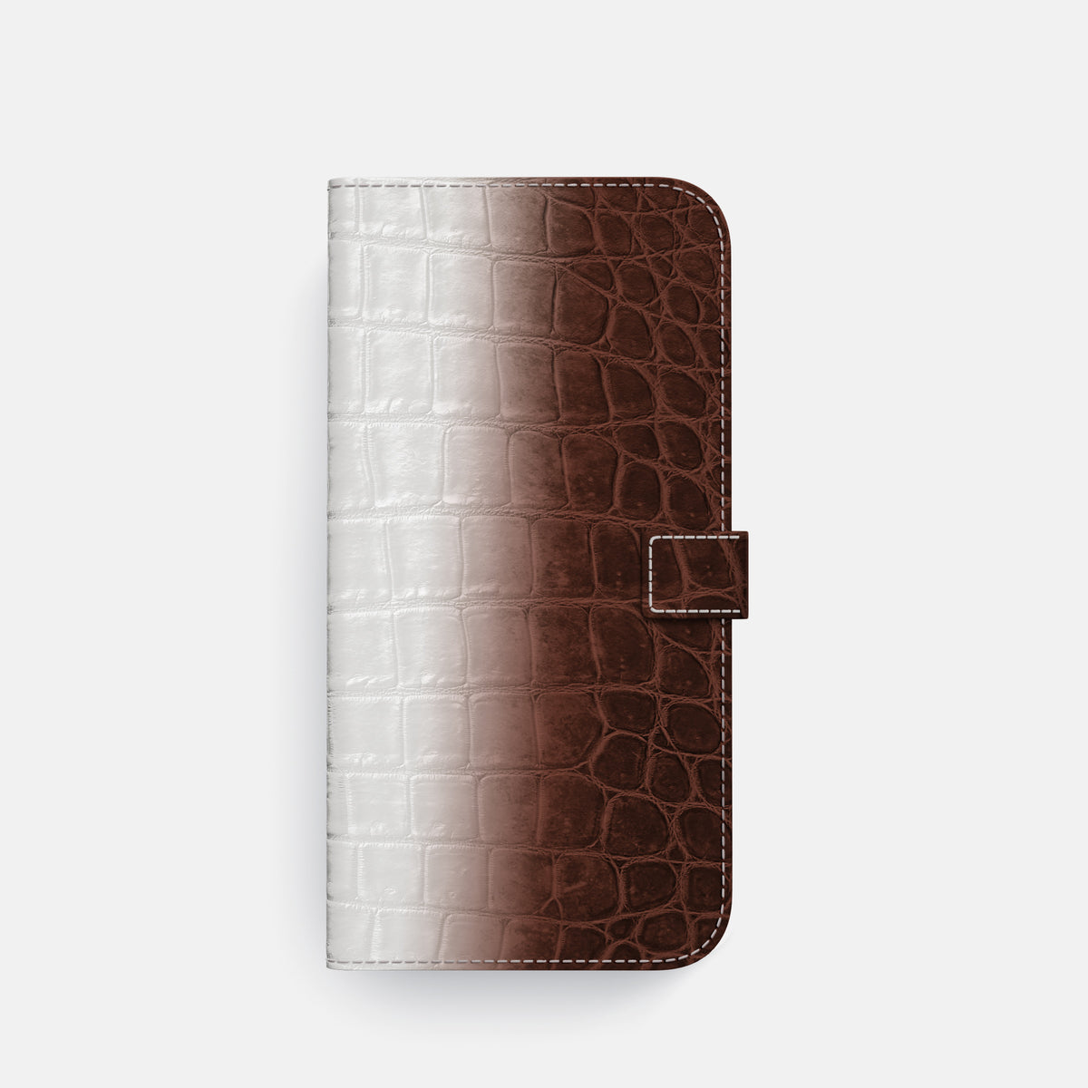 Folio Case with Clasp For iPhone 17 Pro In Himalayan Crocodile -4 | Dark-Brown-Gold