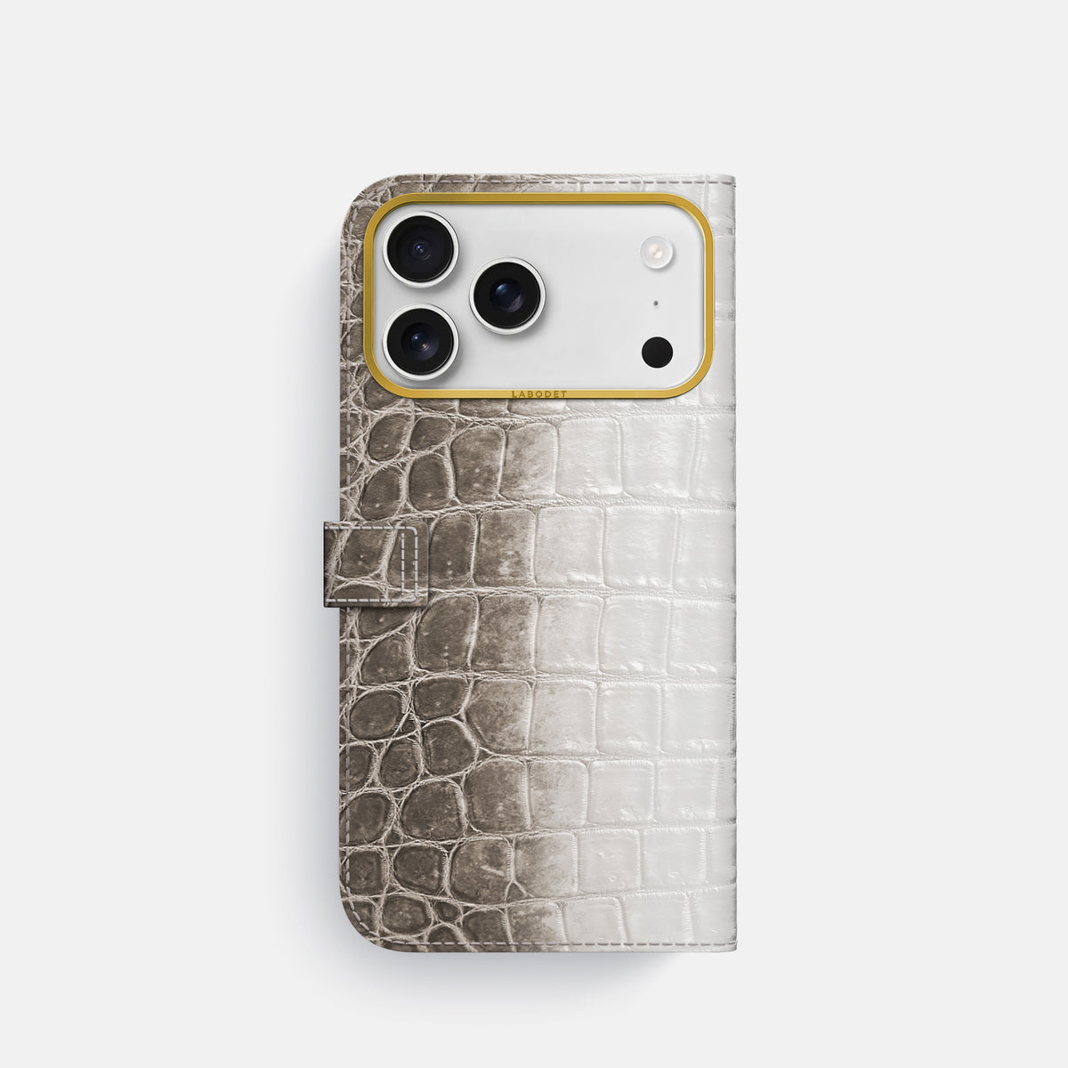 Folio Case with Clasp For iPhone 17 Pro In Himalayan Crocodile -3 | Fuchsia-Gold