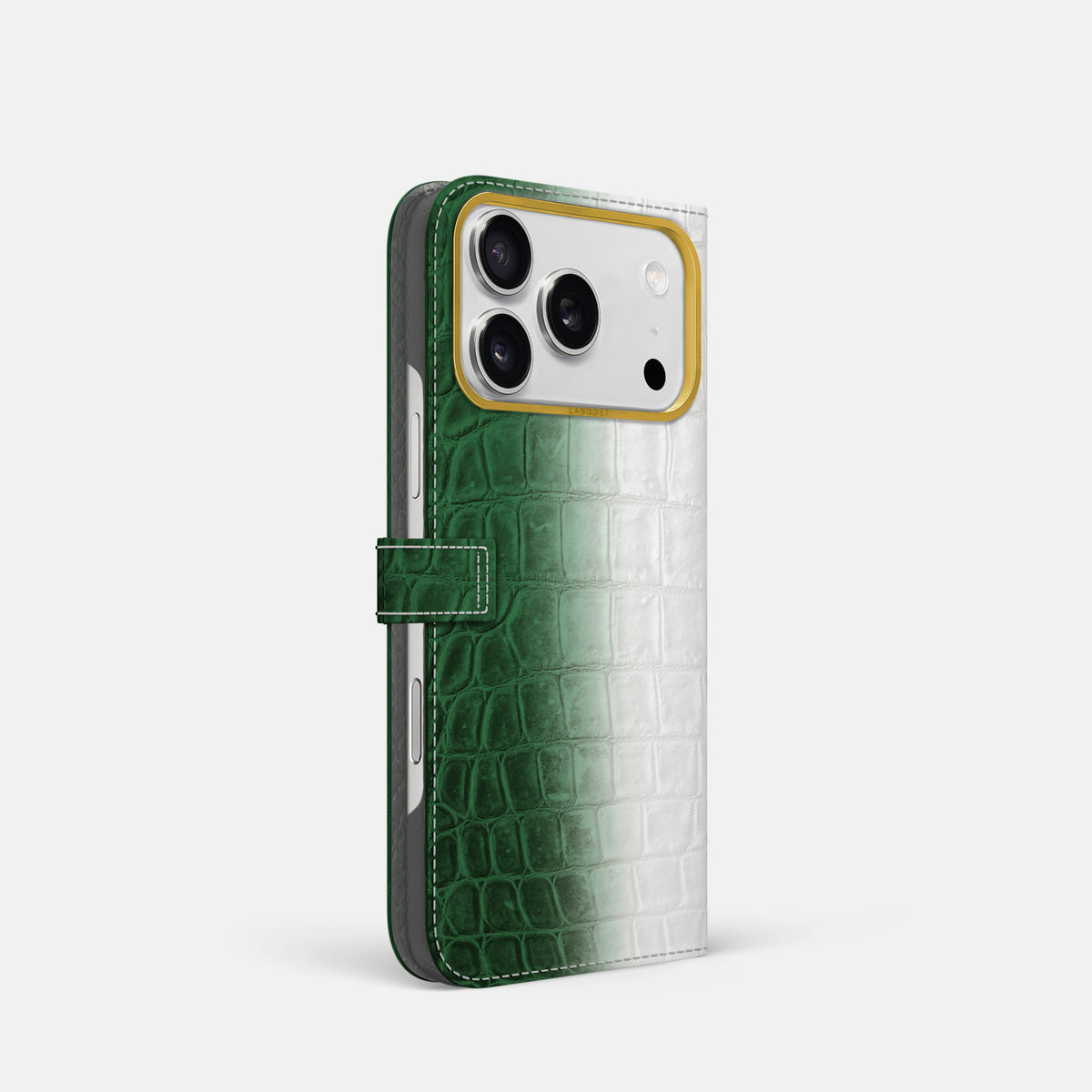 Folio Case with Clasp For iPhone 17 Pro In Himalayan Crocodile -1 | Green-Gold