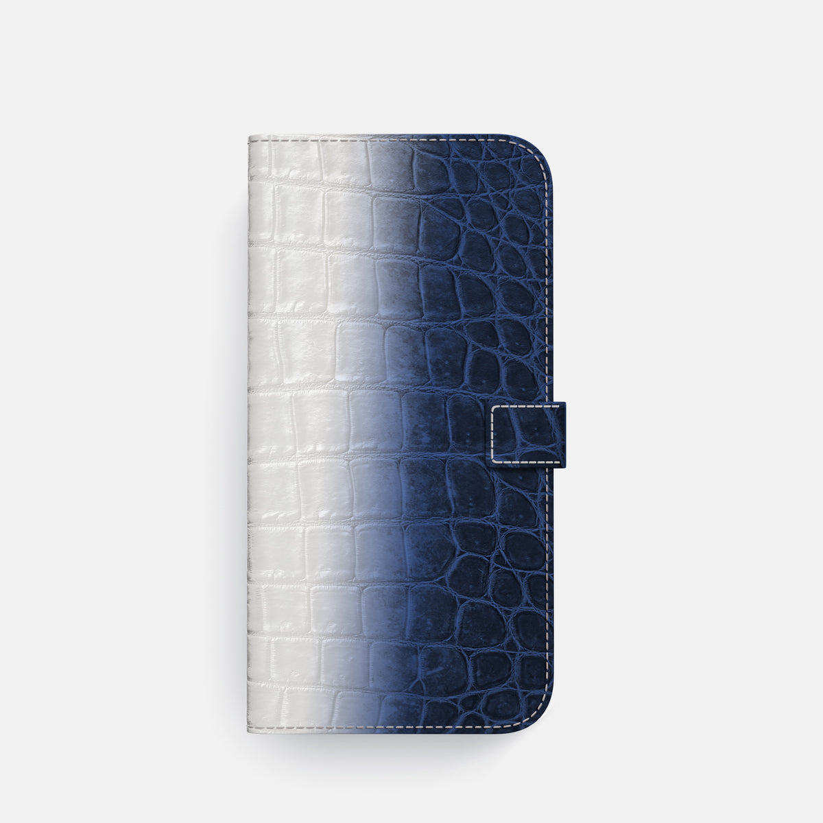 Folio Case with Clasp For iPhone 17 Pro In Himalayan Crocodile -4 | Navy-Blue-Gold