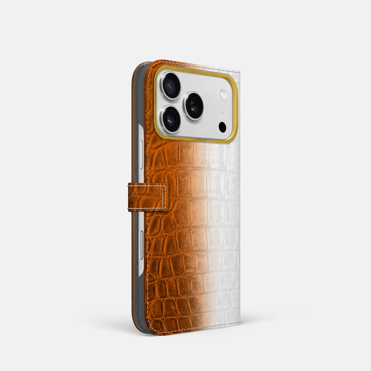 Folio Case with Clasp For iPhone 17 Pro In Himalayan Crocodile -1 | Orange-Gold