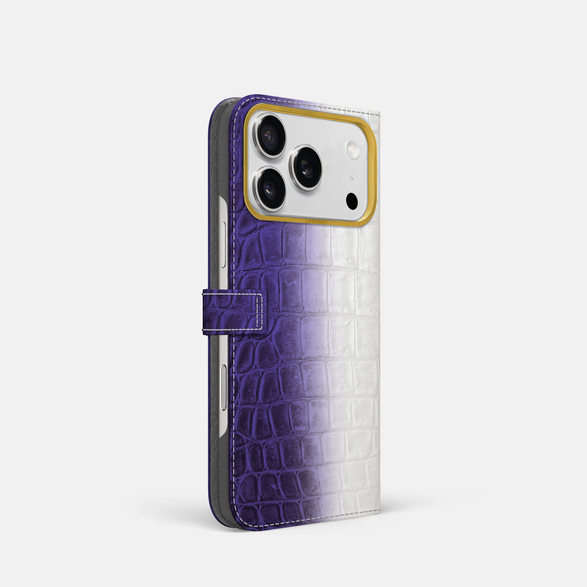 Folio Case with Clasp For iPhone 17 Pro In Himalayan Crocodile -1 | Purple-Gold