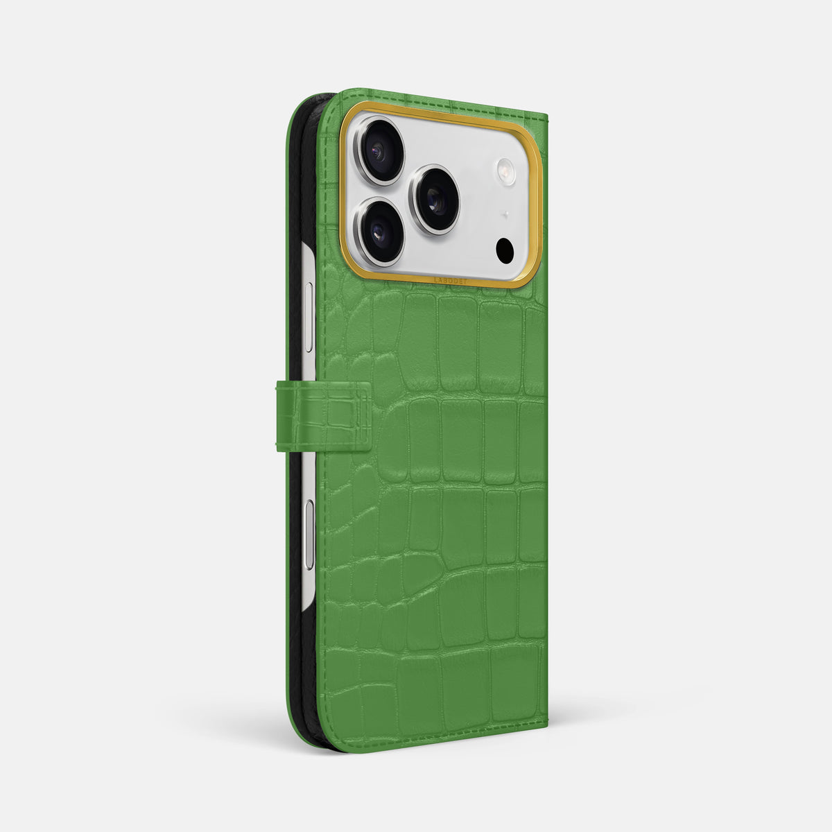 Folio Case with Clasp For iPhone 17 Pro Max In Alligator -1 | Apple-Green-Gold
