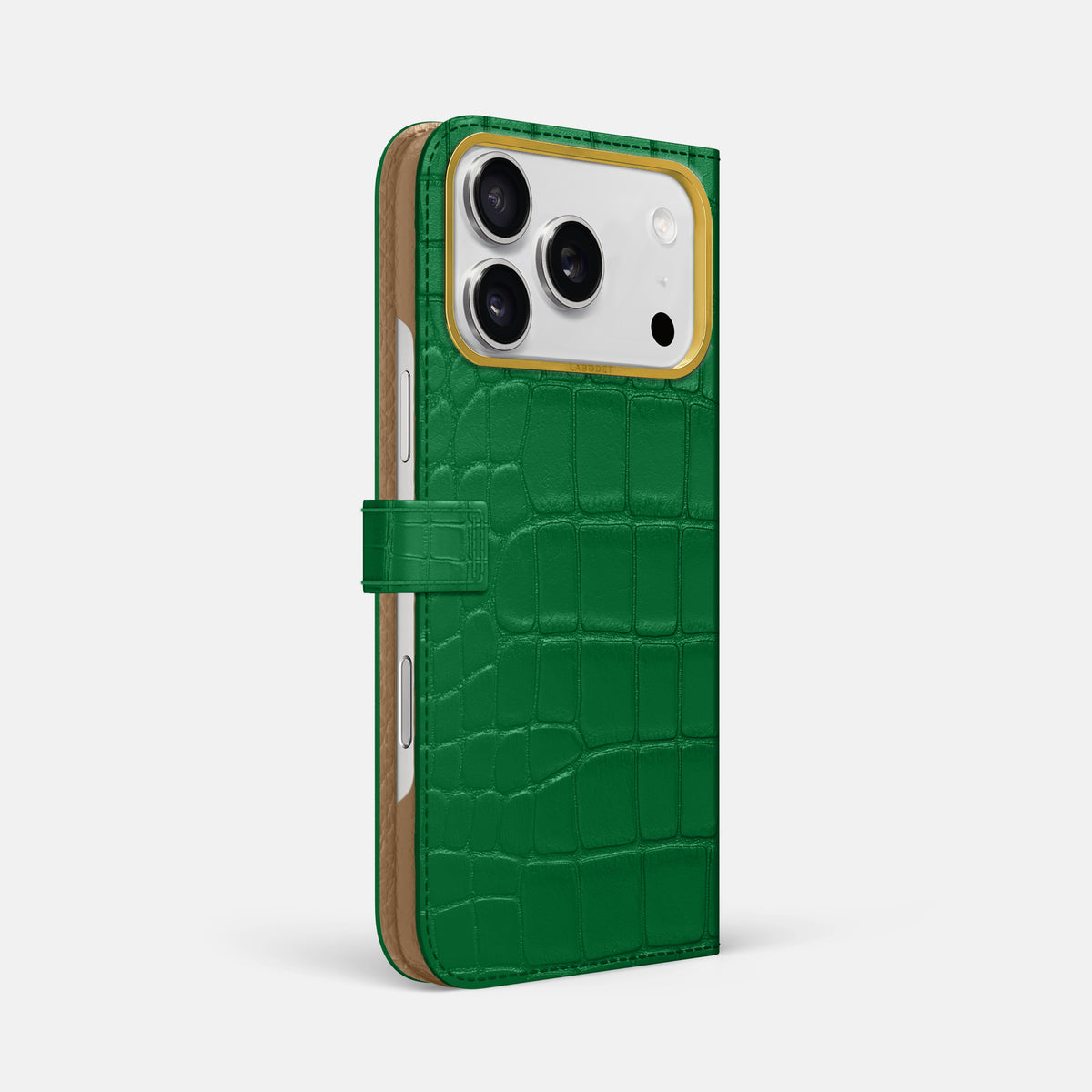 Folio Case with Clasp For iPhone 17 Pro Max In Alligator -1 | Forest-Green-Gold