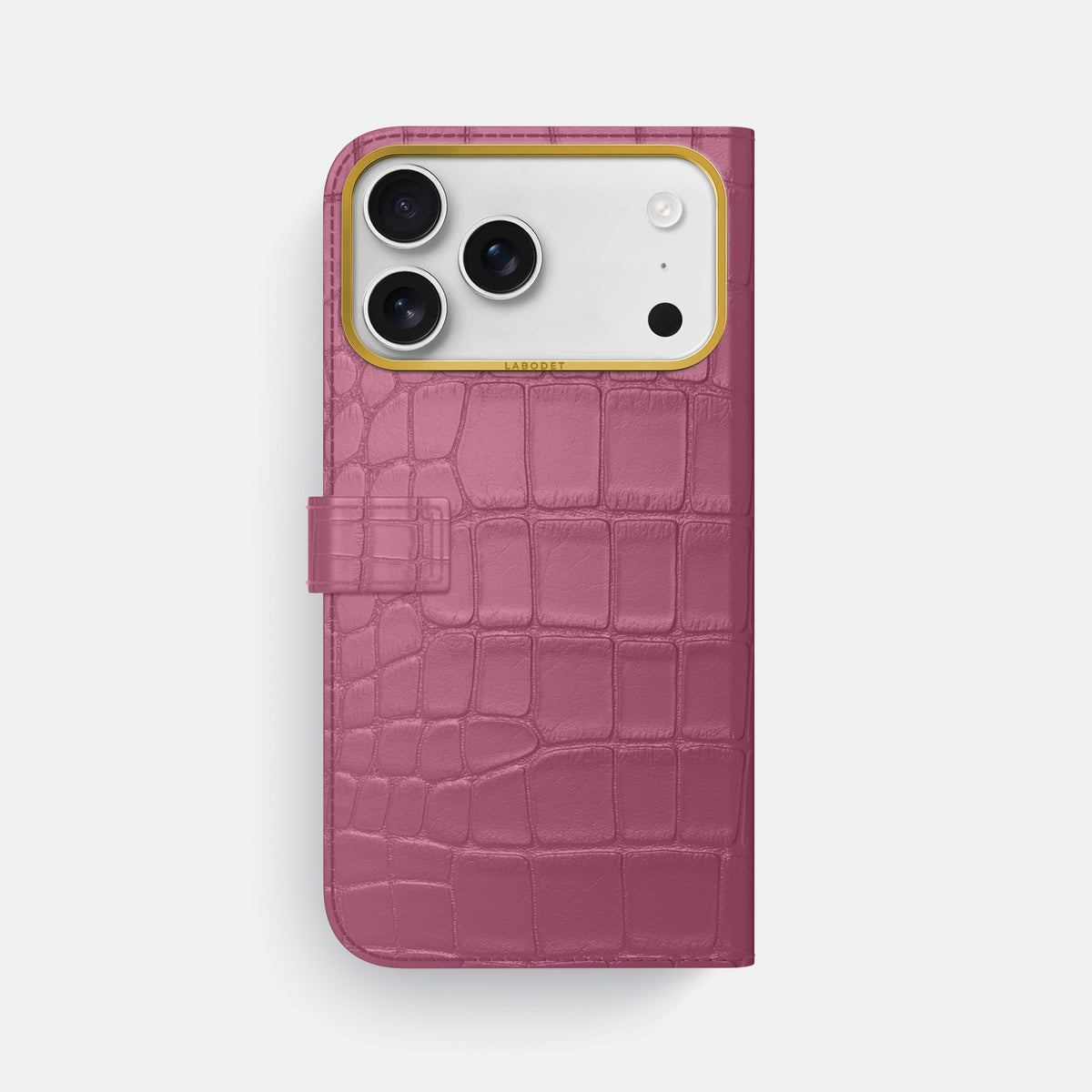 Folio Case with Clasp For iPhone 17 Pro Max In Alligator -3 | Pink-Lagoon-Gold
