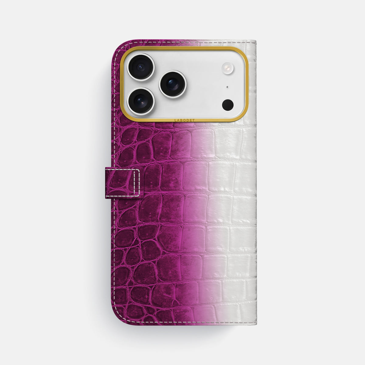 Folio Case with Clasp For iPhone 17 Pro Max In Himalayan Crocodile -3 | Fuchsia-Gold