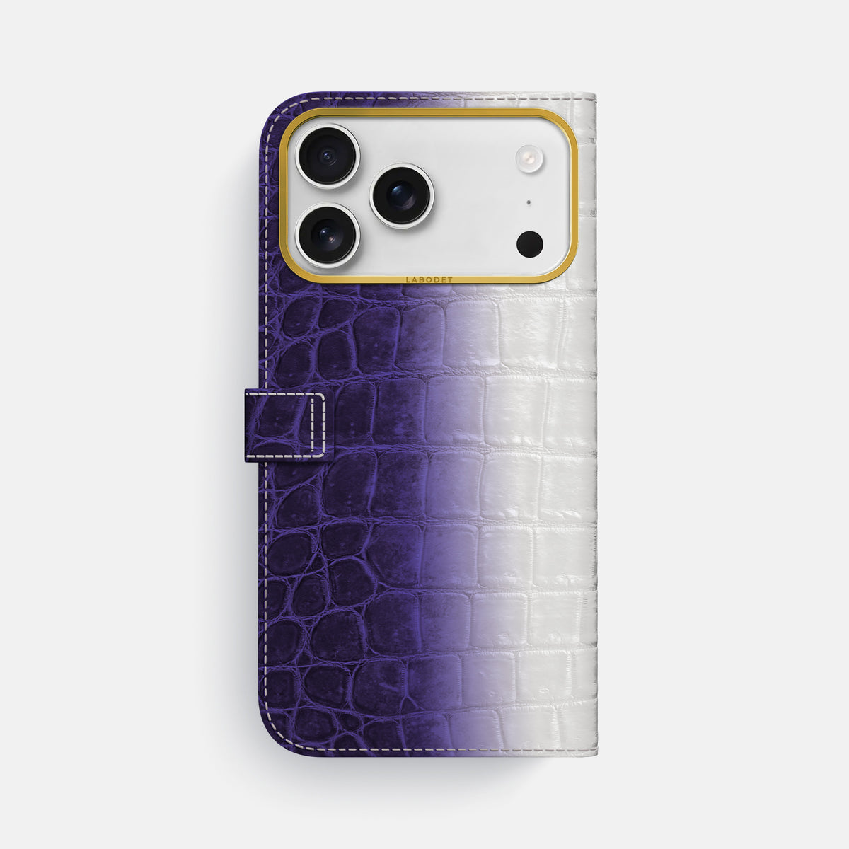 Folio Case with Clasp For iPhone 17 Pro Max In Himalayan Crocodile -3 | Purple-Gold