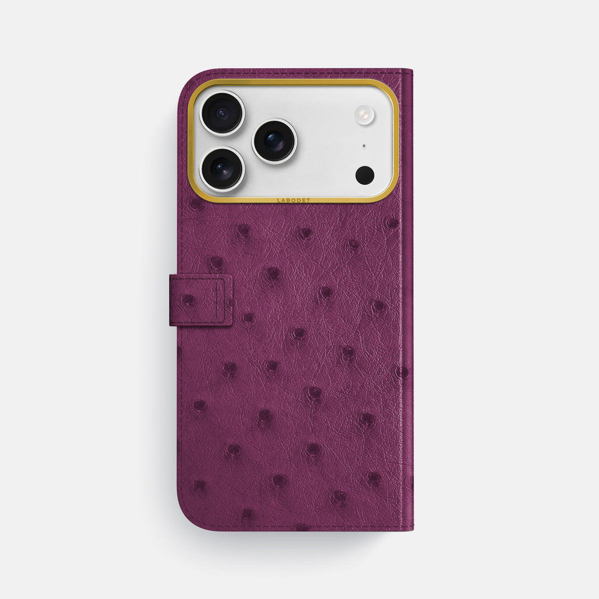 Folio Case with Clasp For iPhone 17 Pro Max In Ostrich -3 | Purple-Gold