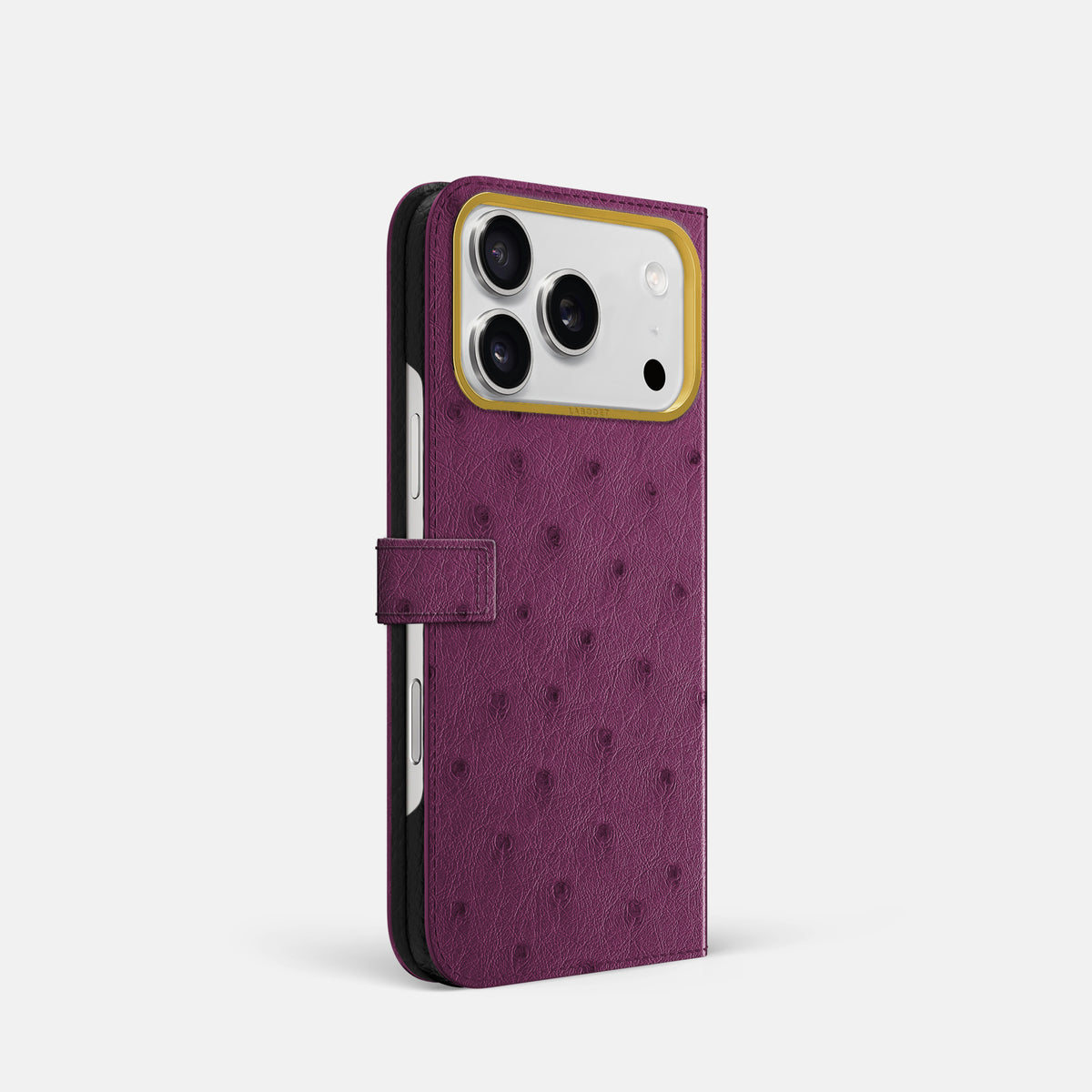 Folio Case with Clasp For iPhone 17 Pro In Ostrich -1 | Purple-Gold