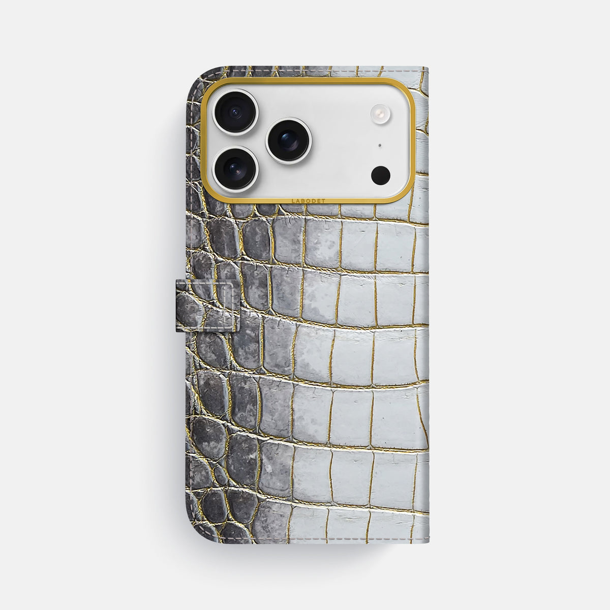 Folio Case with Clasp For iPhone 18 Pro Max In Himalayan Crocodile -3 | Gold-Gold