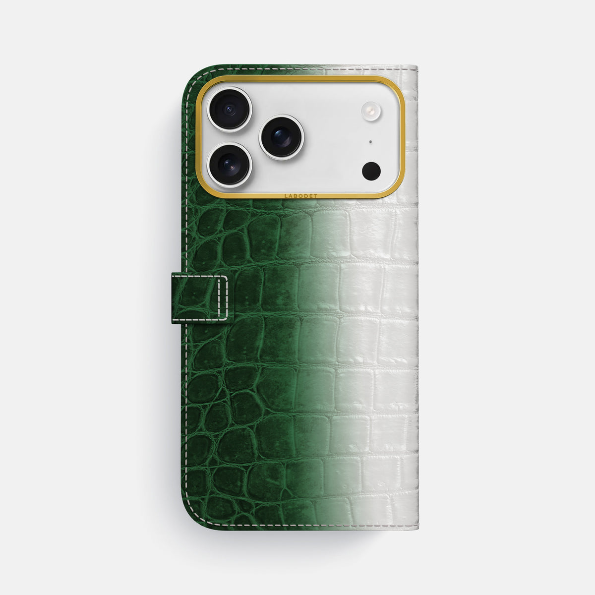 Folio Case with Clasp For iPhone 18 Pro Max In Himalayan Crocodile -3 | Green-Gold