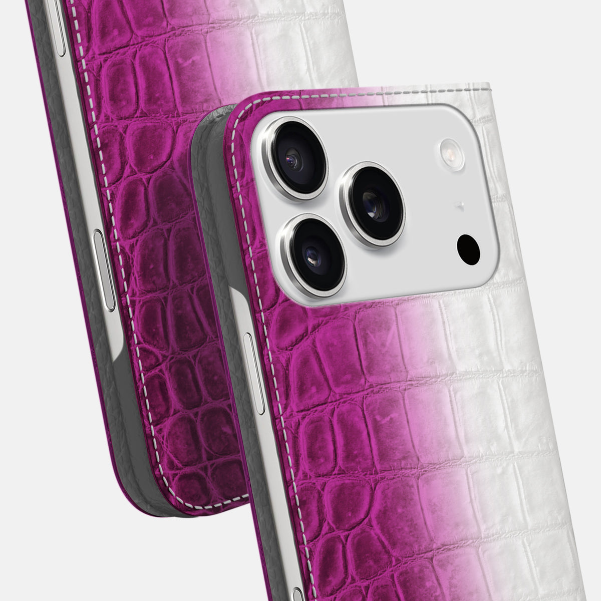 Fuchsia iPhone 17 Pro Folio Case In Himalayan Crocodile -5 | Fuchsia