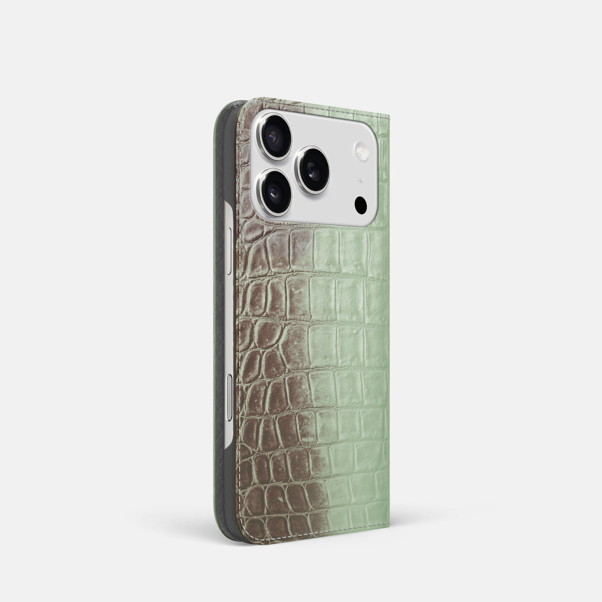 Pistachio iPhone 17 Pro Folio Case In Himalayan Crocodile -1 | Pistachio