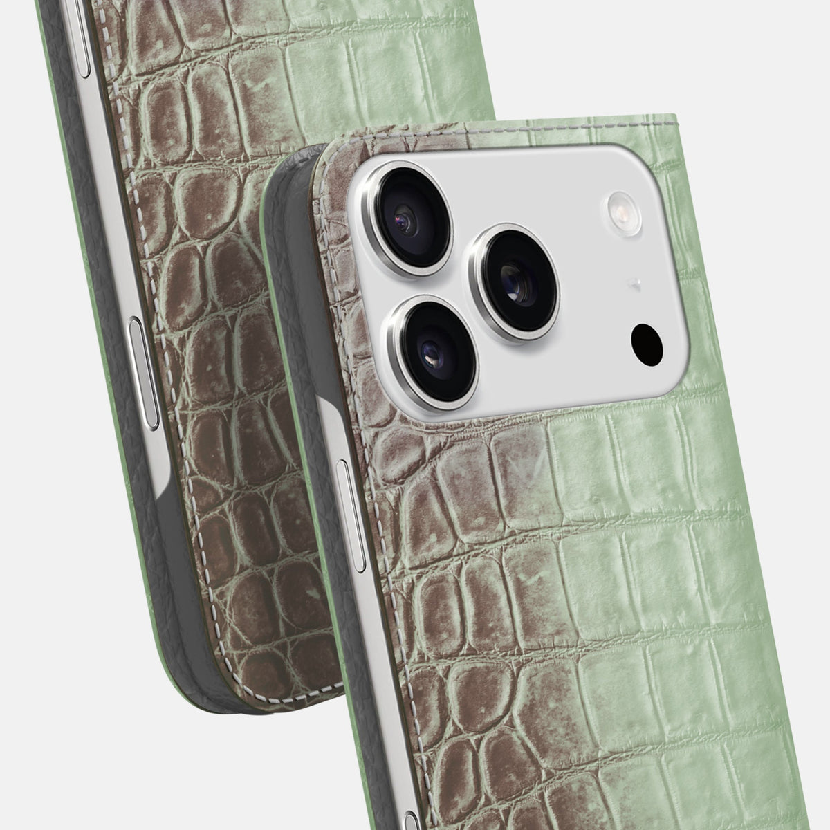 Folio Slim Case For iPhone 18 Pro Max In Himalayan Crocodile -5 | Pistachio