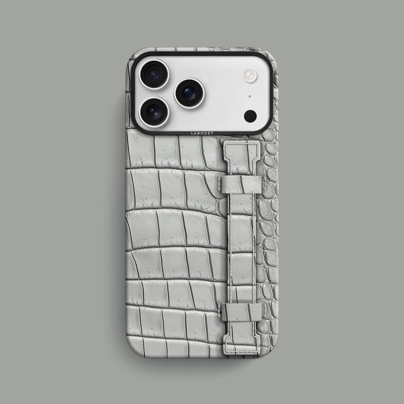 Grey-Mouse iPhone 17 Pro Max Handle Case 1/1 Alligator with Black Metal -1 | Grey-Mouse-Black